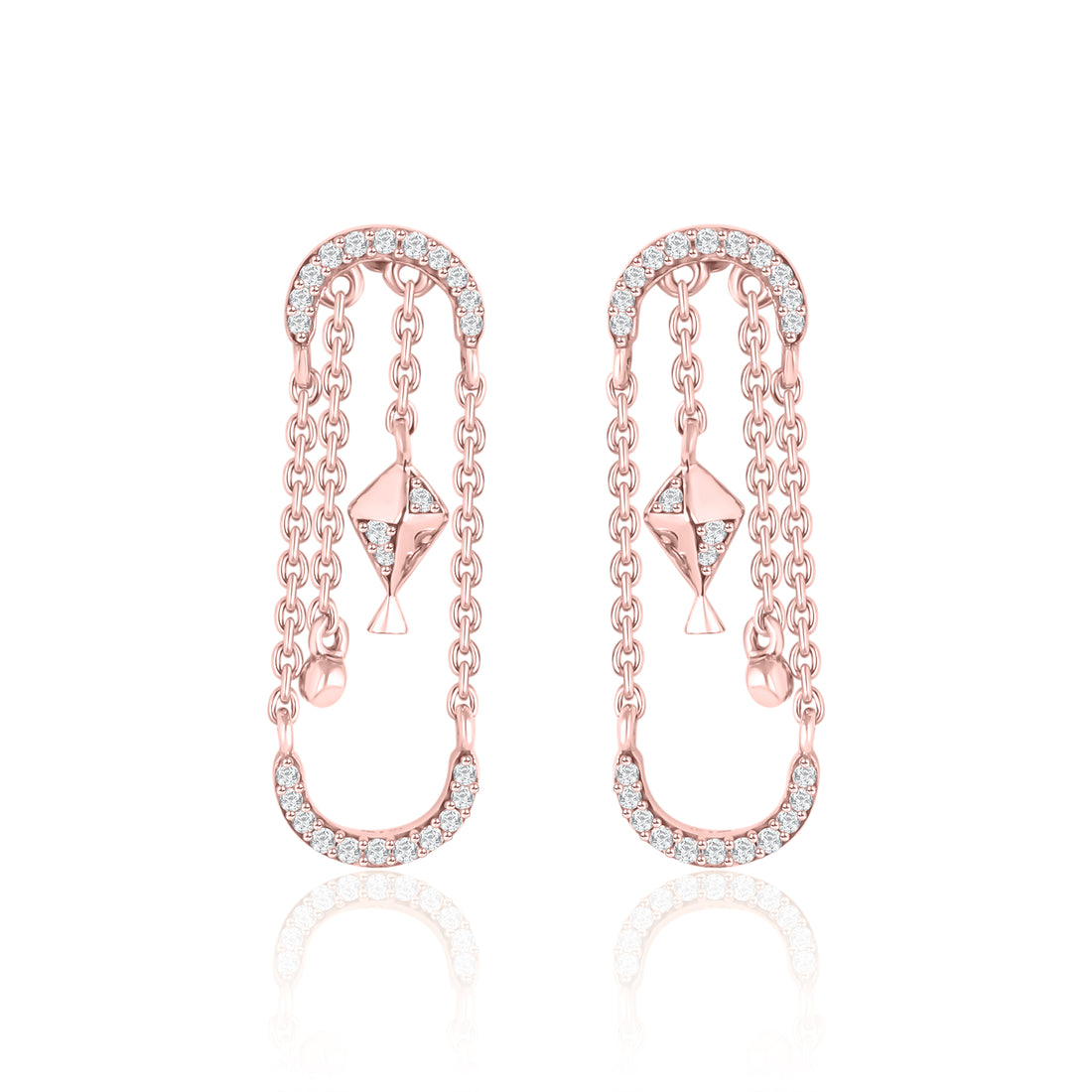 Kite Dangling Diamond Earrings