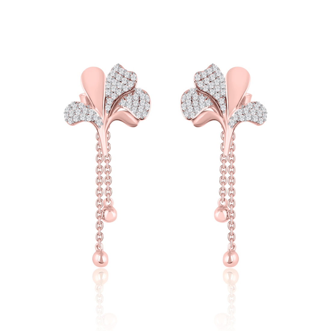 Brooch Flower Long Diamond Earrings