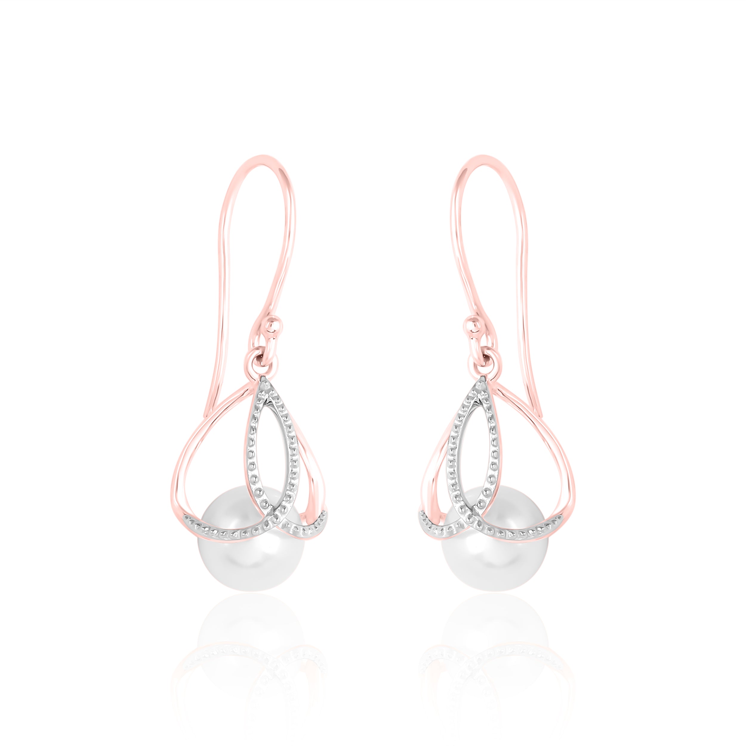 Rose Petal Surrounded Diamond Earrings
