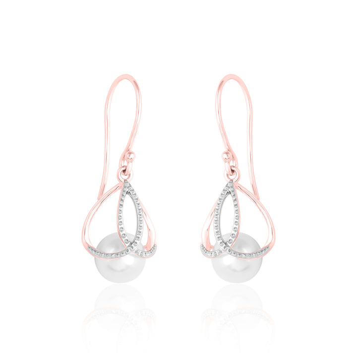 Rose Petal Surrounded Diamond Earrings