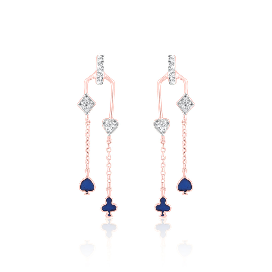 Threader Heart Diamond Earrings