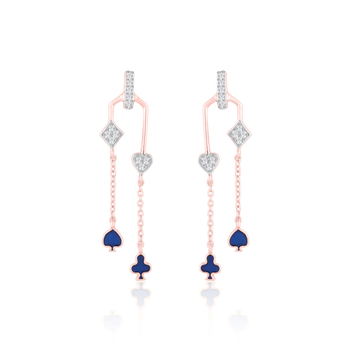 Threader Heart Diamond Earrings