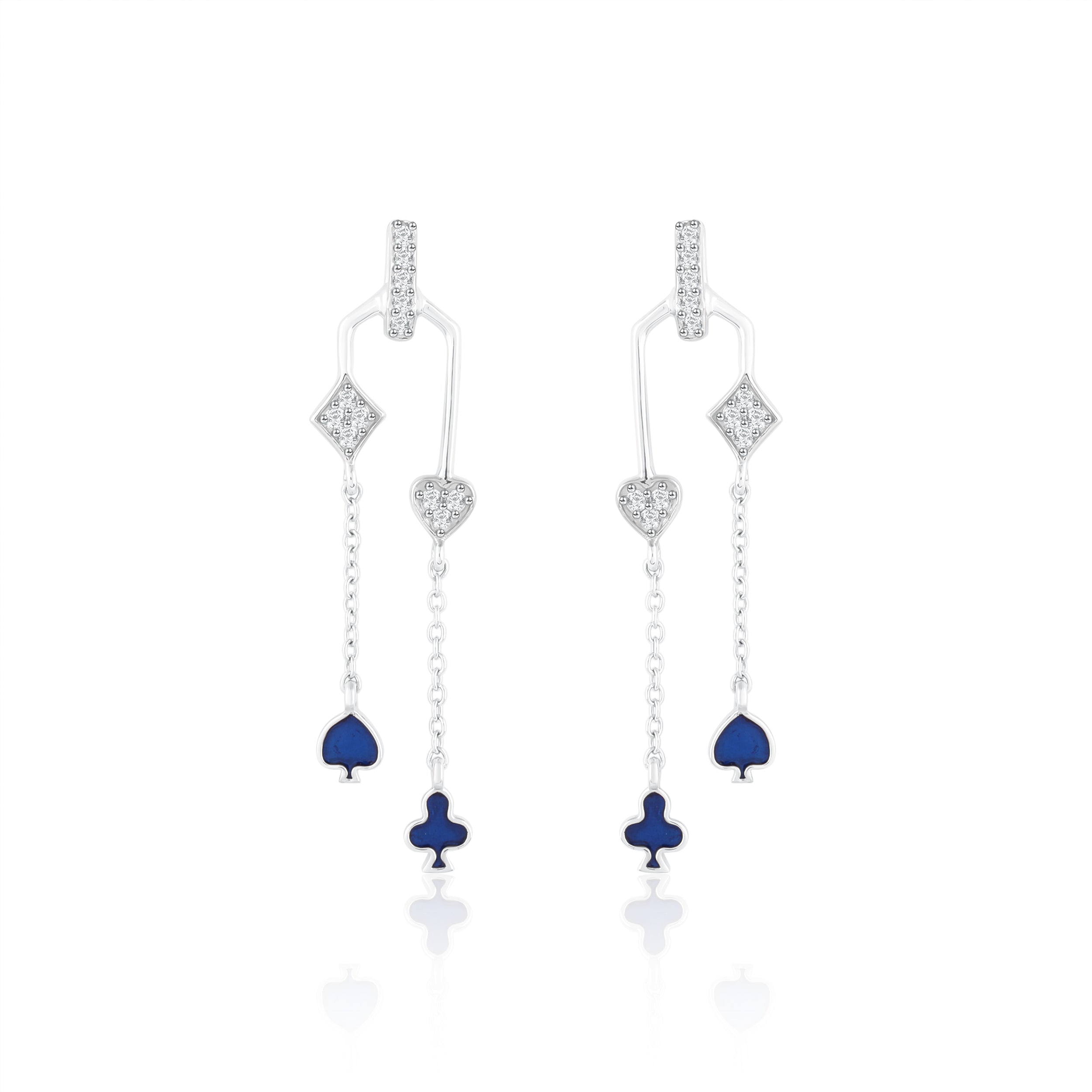 Threader Heart Diamond Earrings