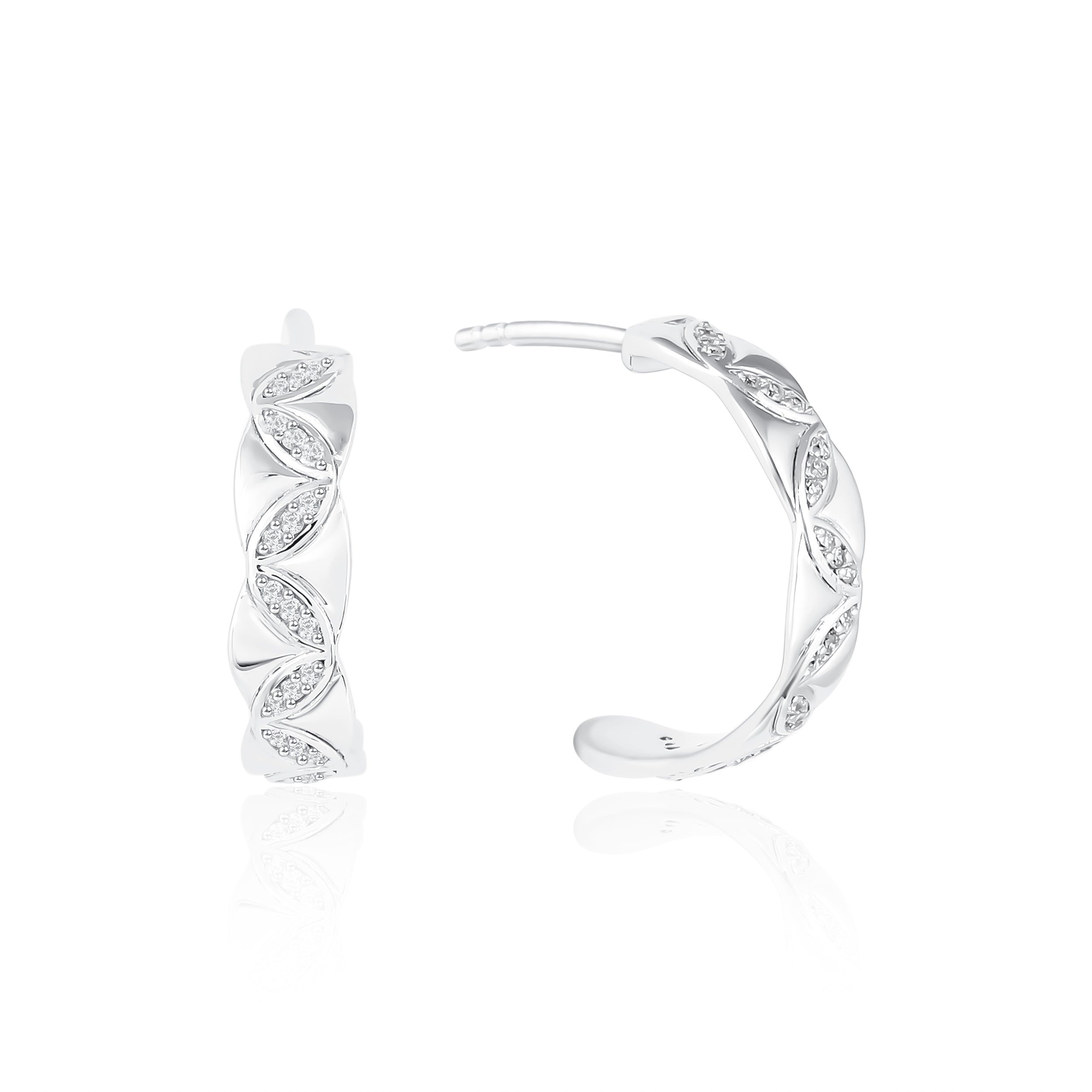 Petal Leaves Round Diamond Earrings