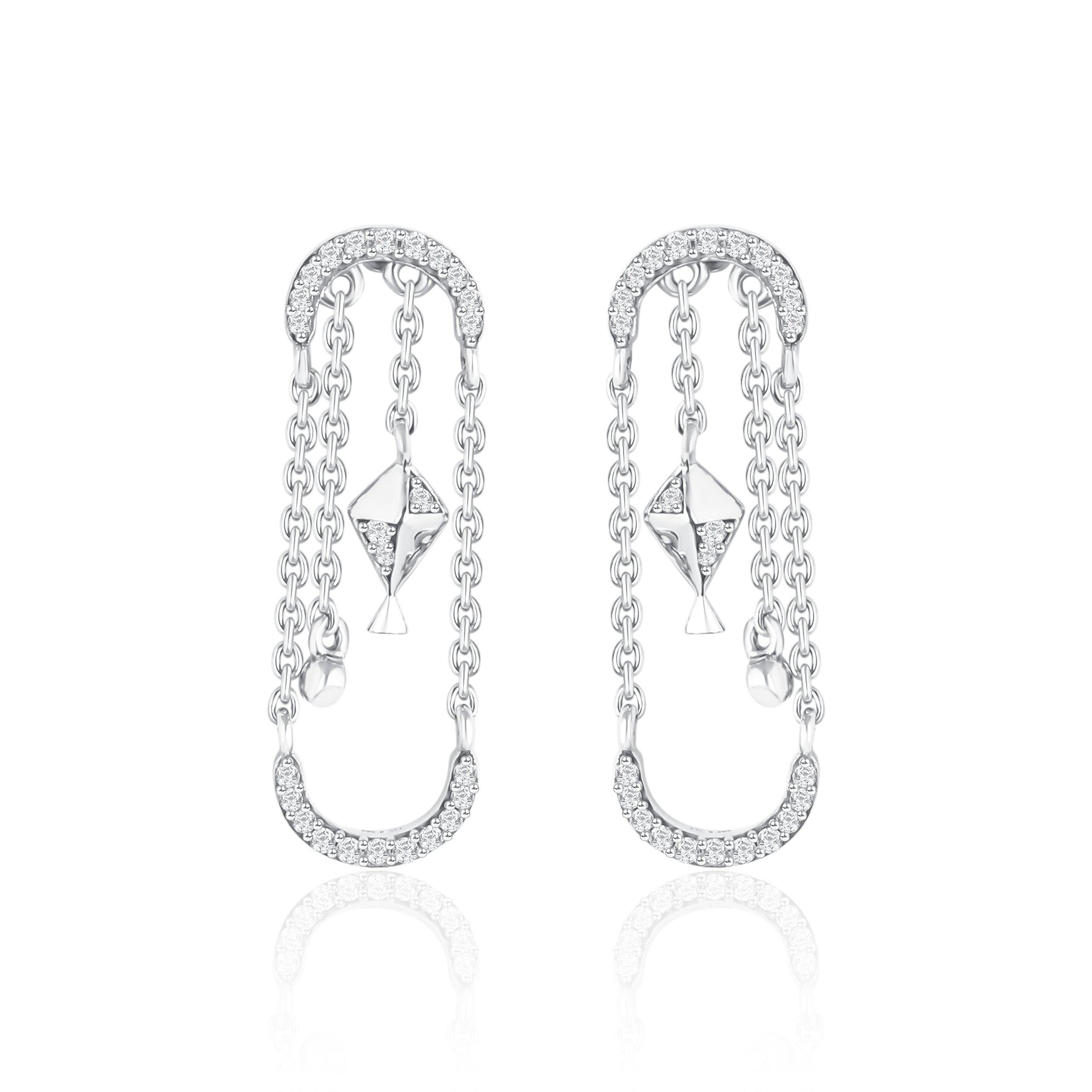 Kite Dangling Diamond Earrings