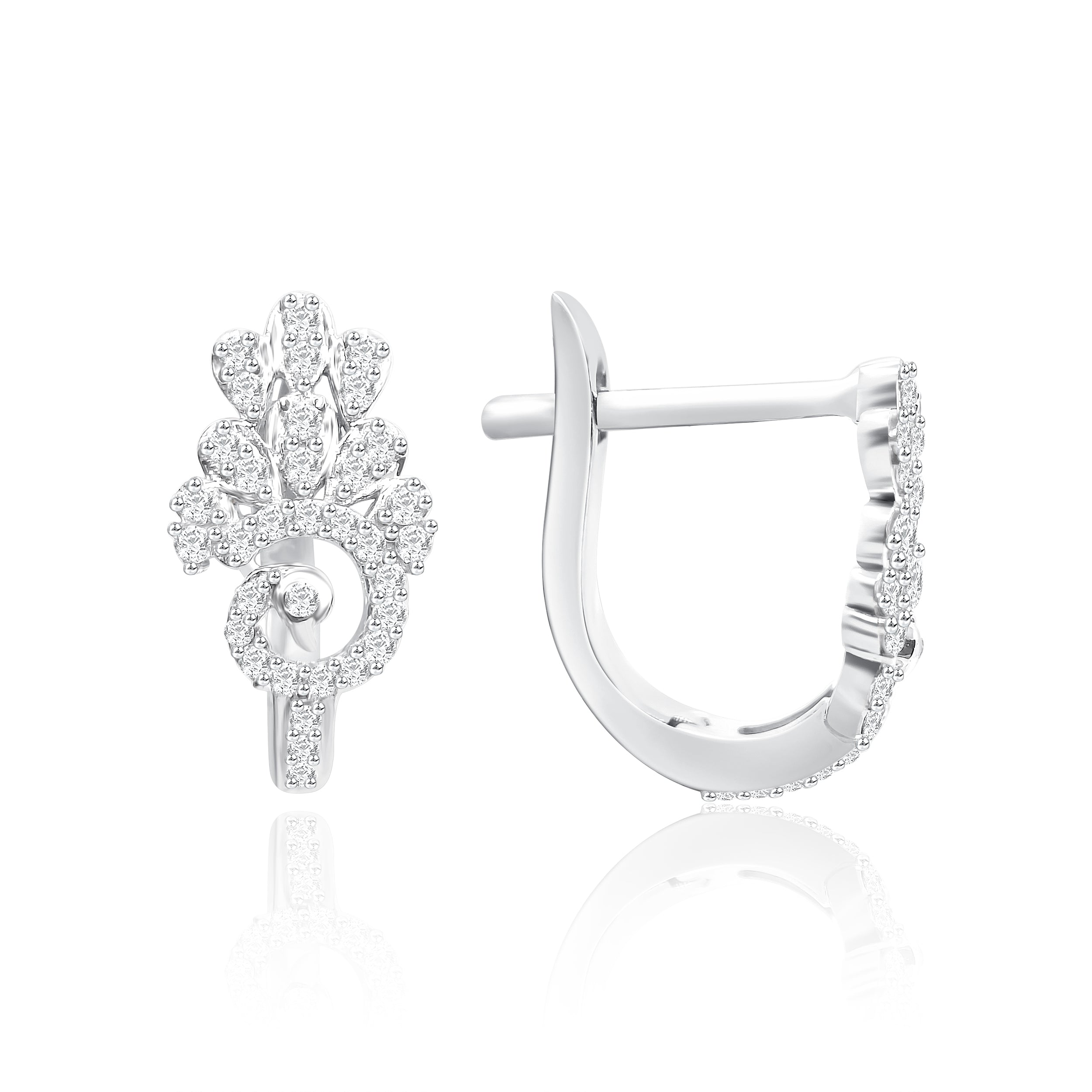 Peacock Loop  Diamond Earrings