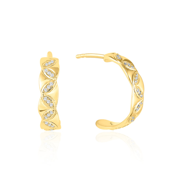 Petal Leaves Round Diamond Earrings