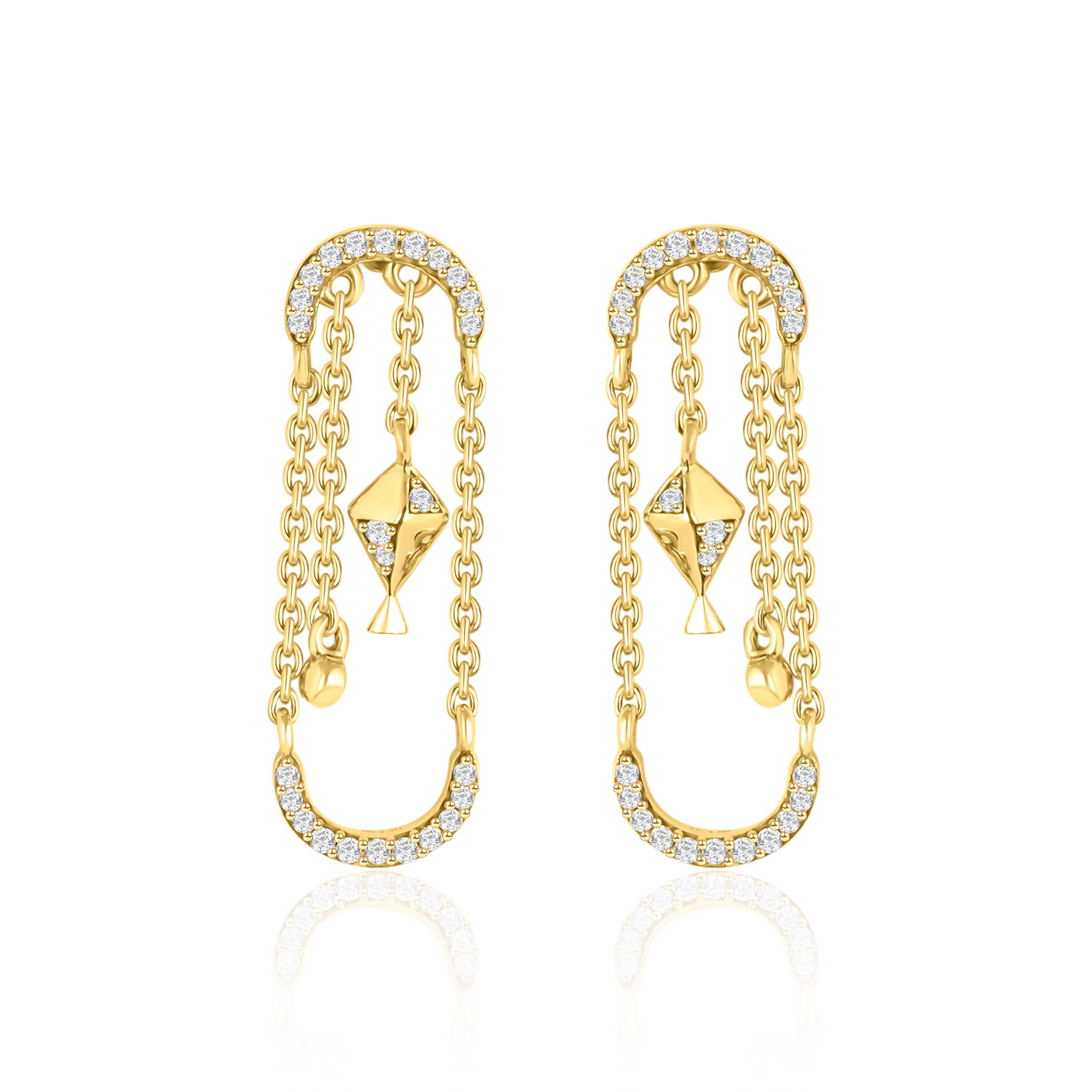 Kite Dangling Diamond Earrings