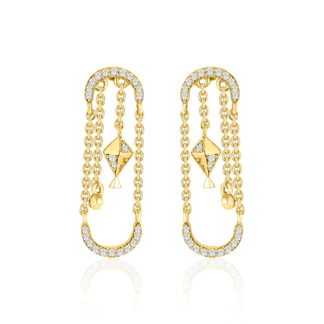 Kite Dangling Diamond Earrings