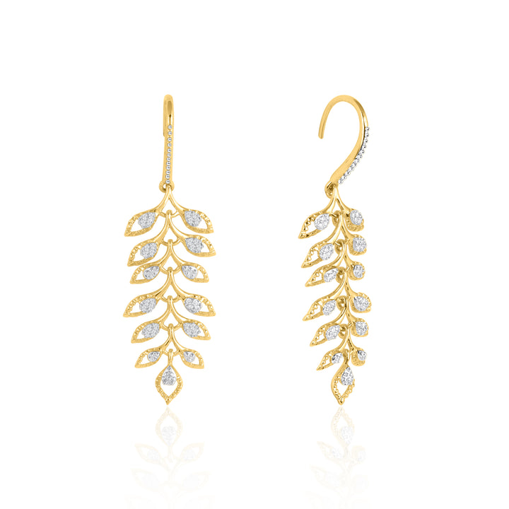 Leaf Branch Hanging Diamond Earrings
