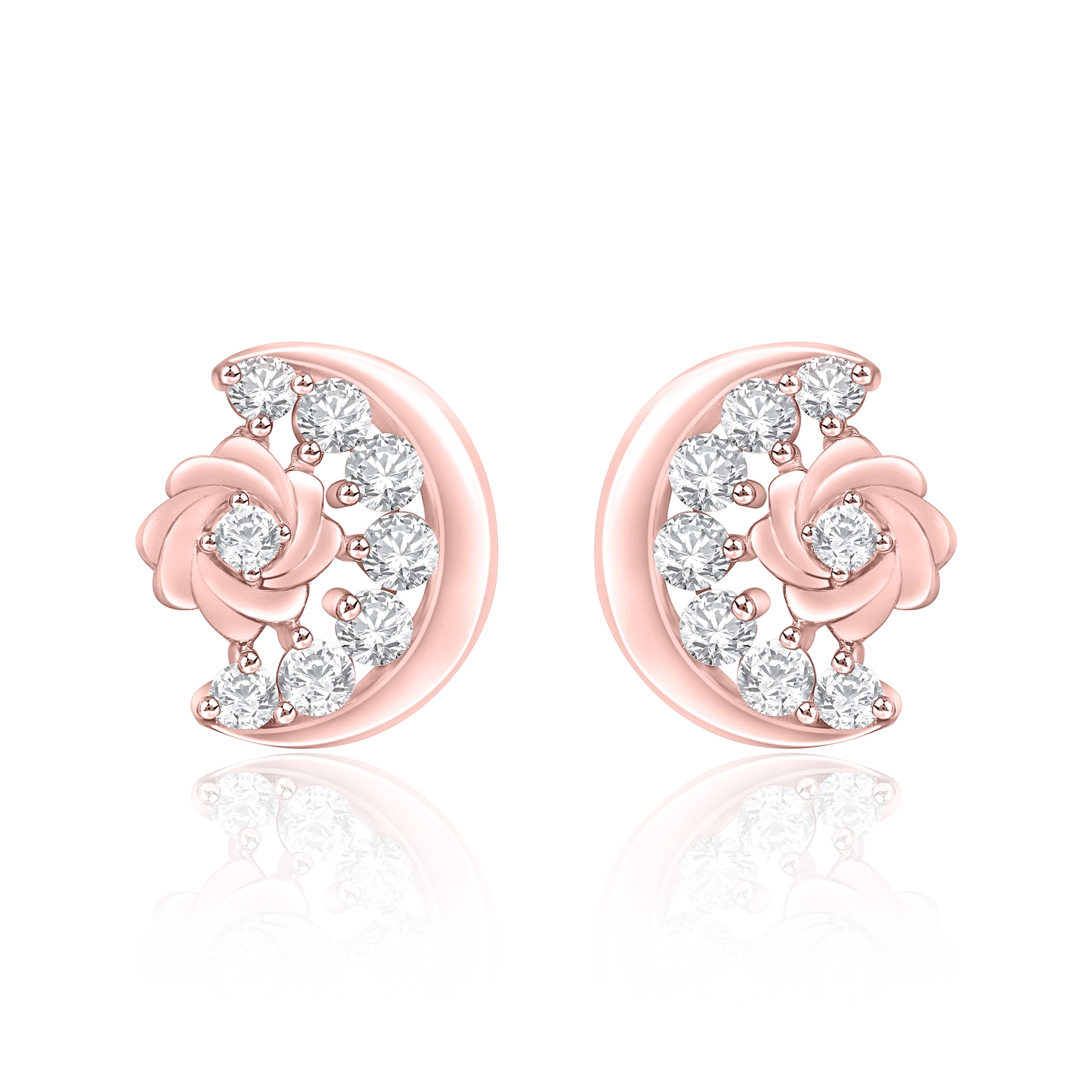 Rose & Crescent Moon Earrings