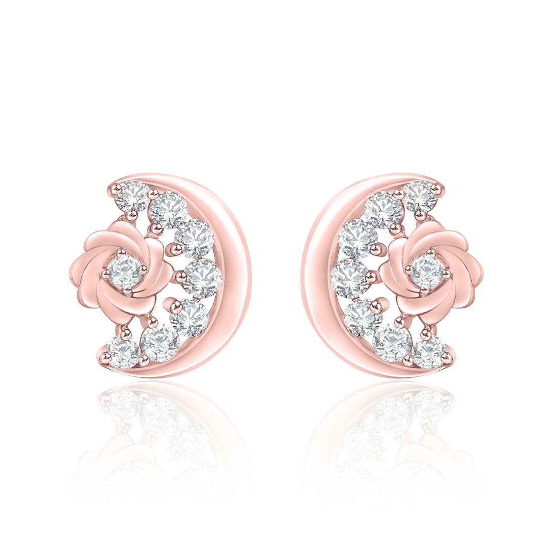 Rose & Crescent Moon Earrings