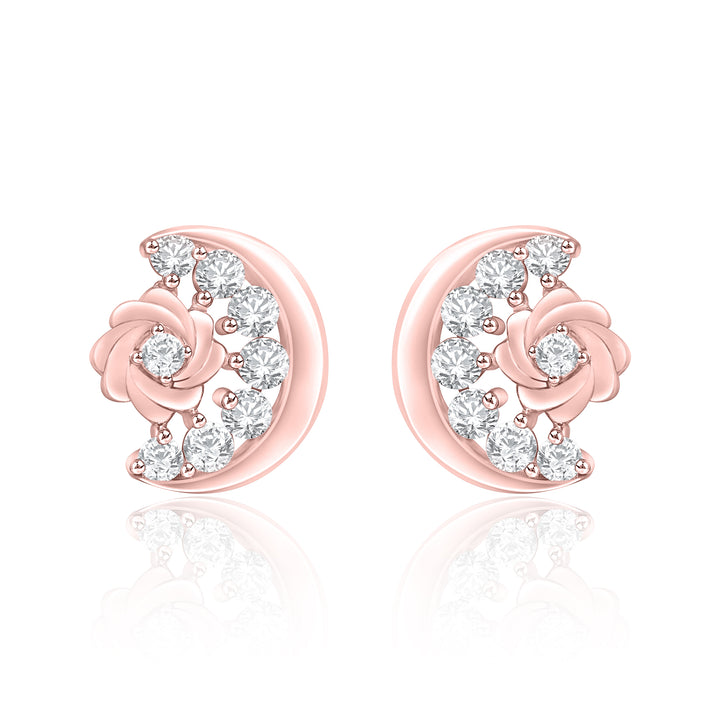 Rose & Crescent Moon Earrings