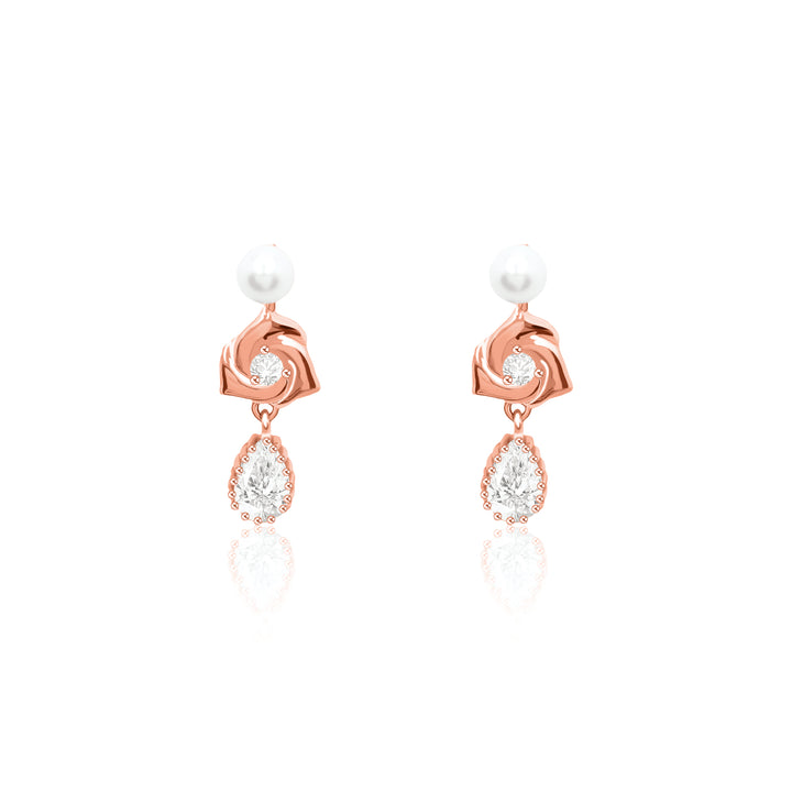Rose Style & Pearl Diamond Earrings