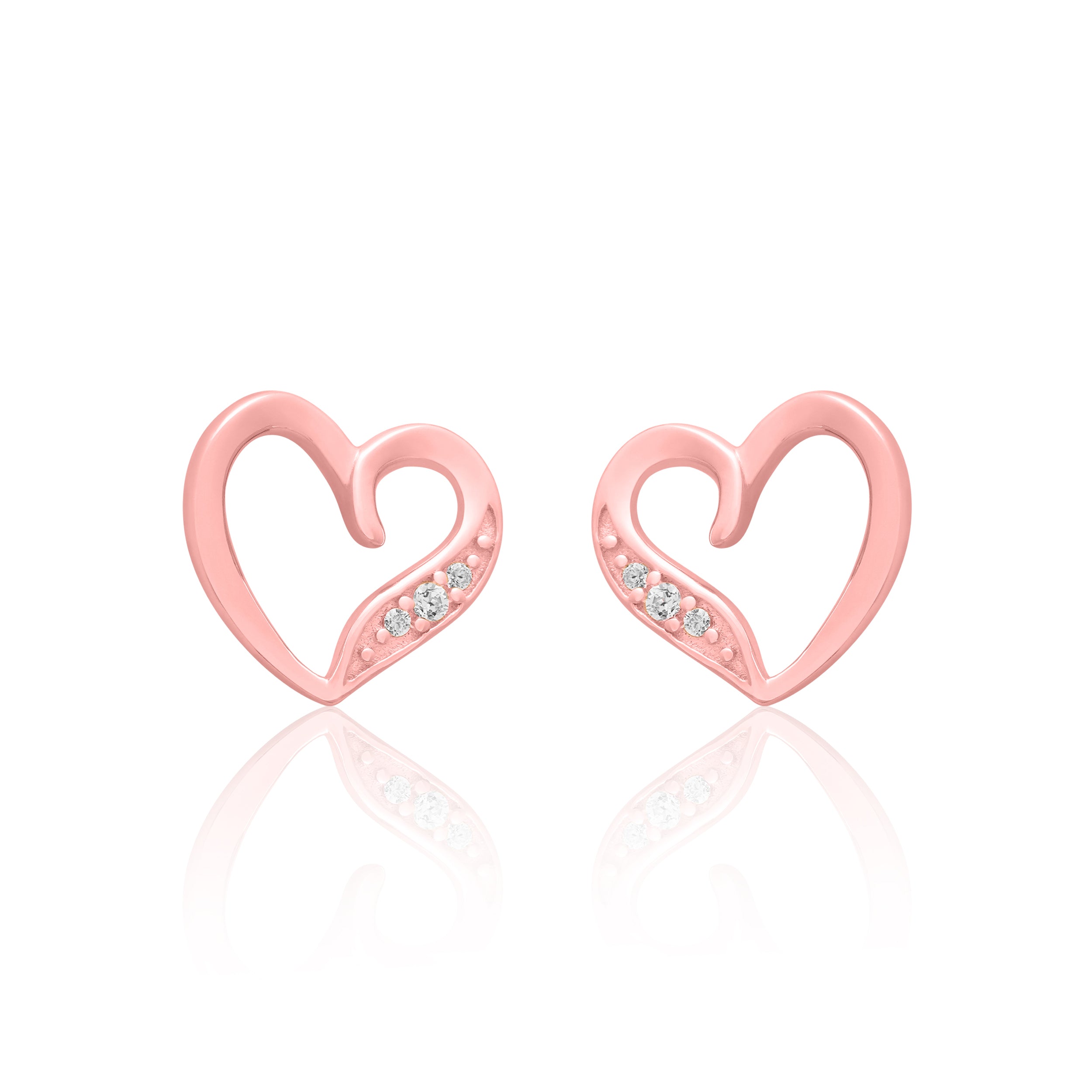 Sparkling Heart Stud Earrings