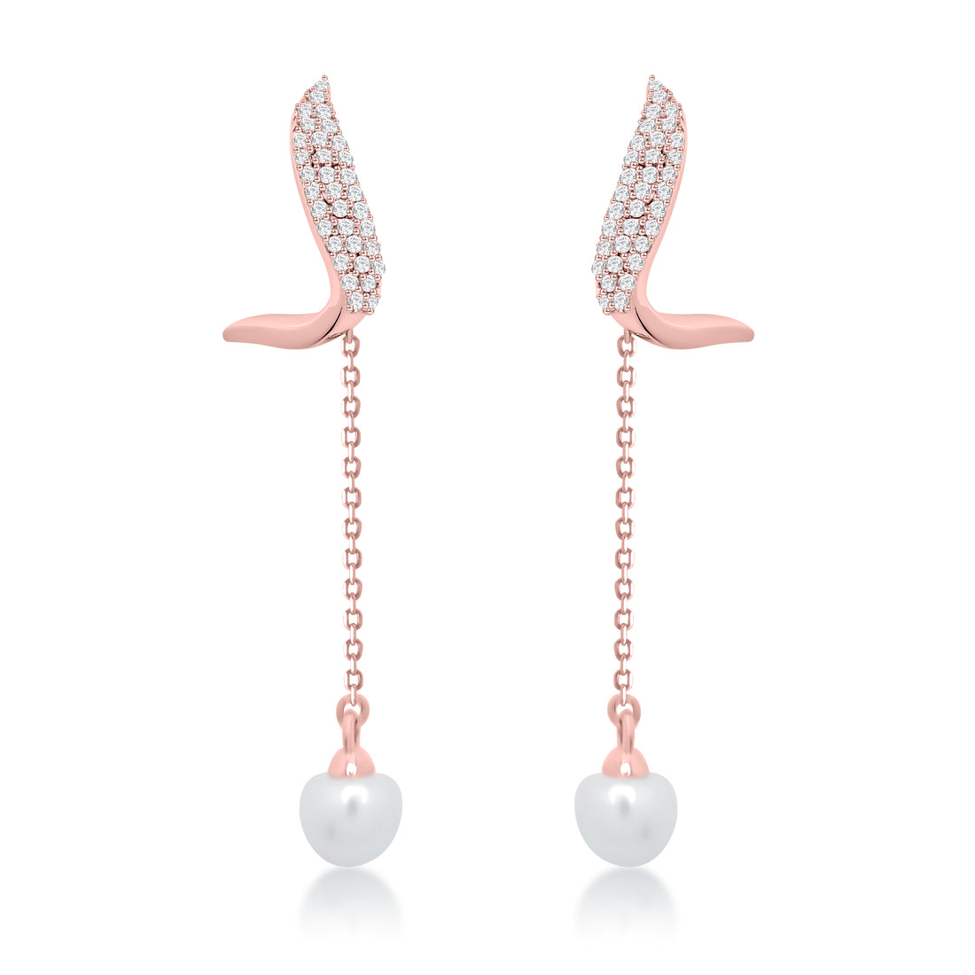 Pearl & Dangling Diamond Earrings