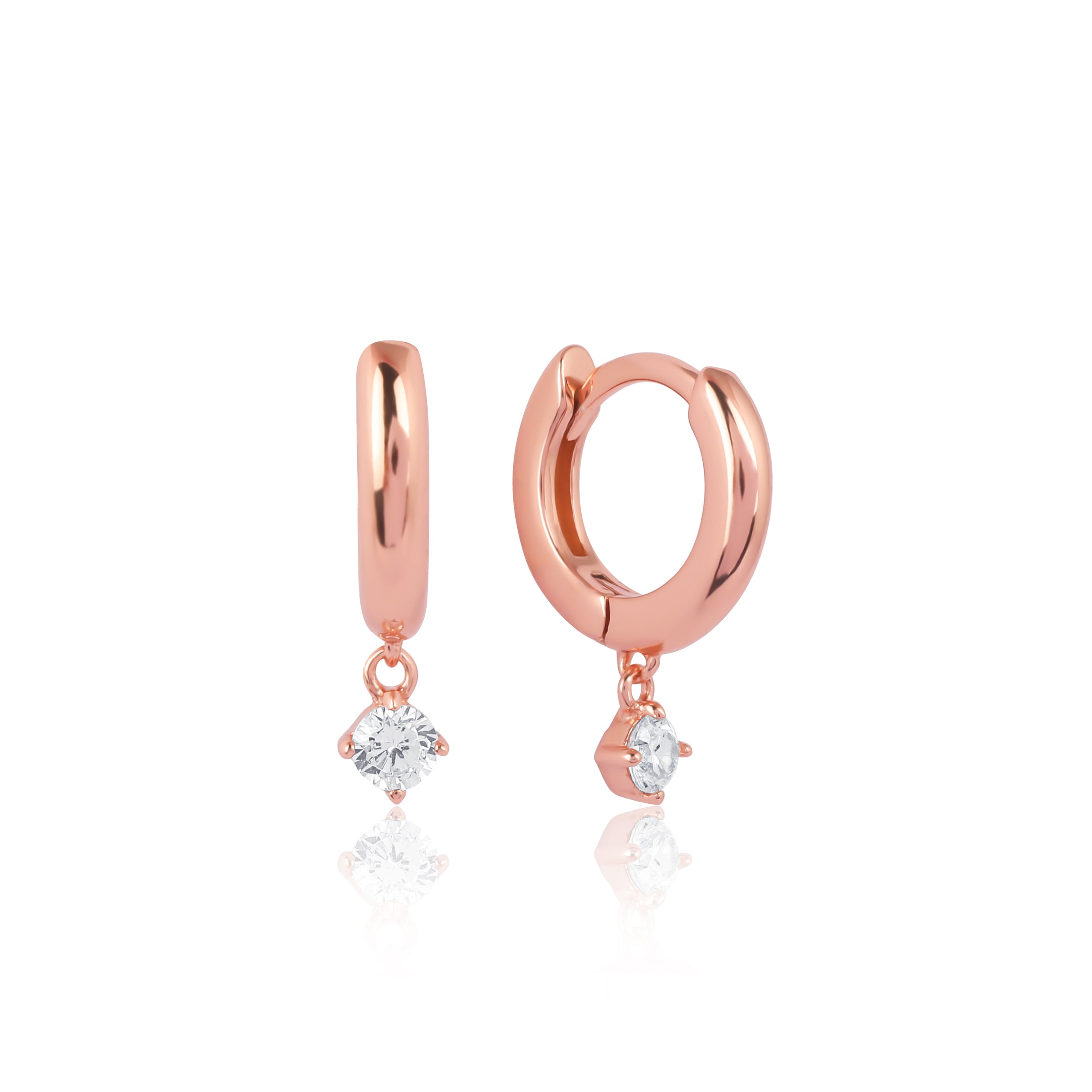 Solitaire Huggee Drop Earrings