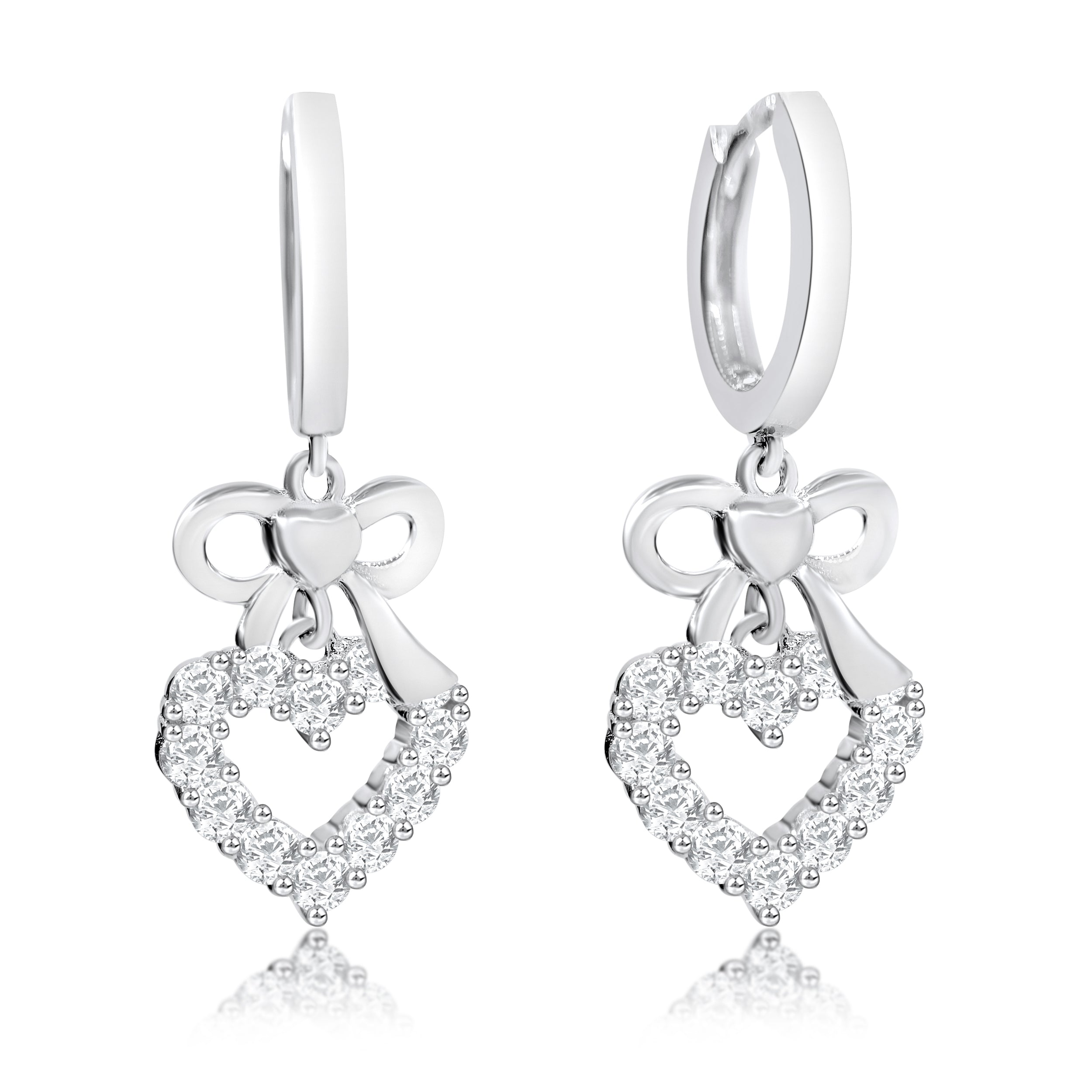 Heart & Bow Dangling Earrings