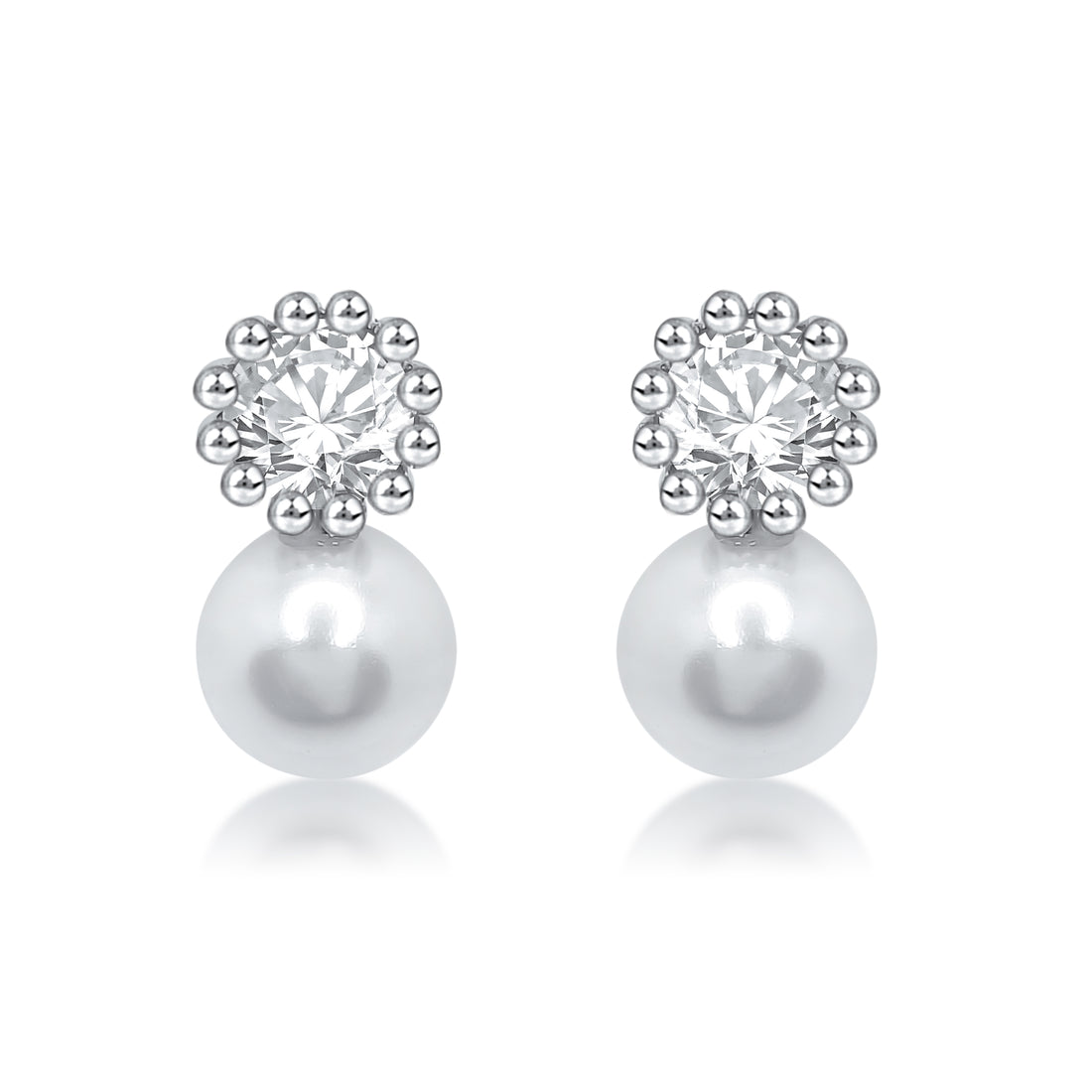 Elegant Solitaire with Pearl Earring