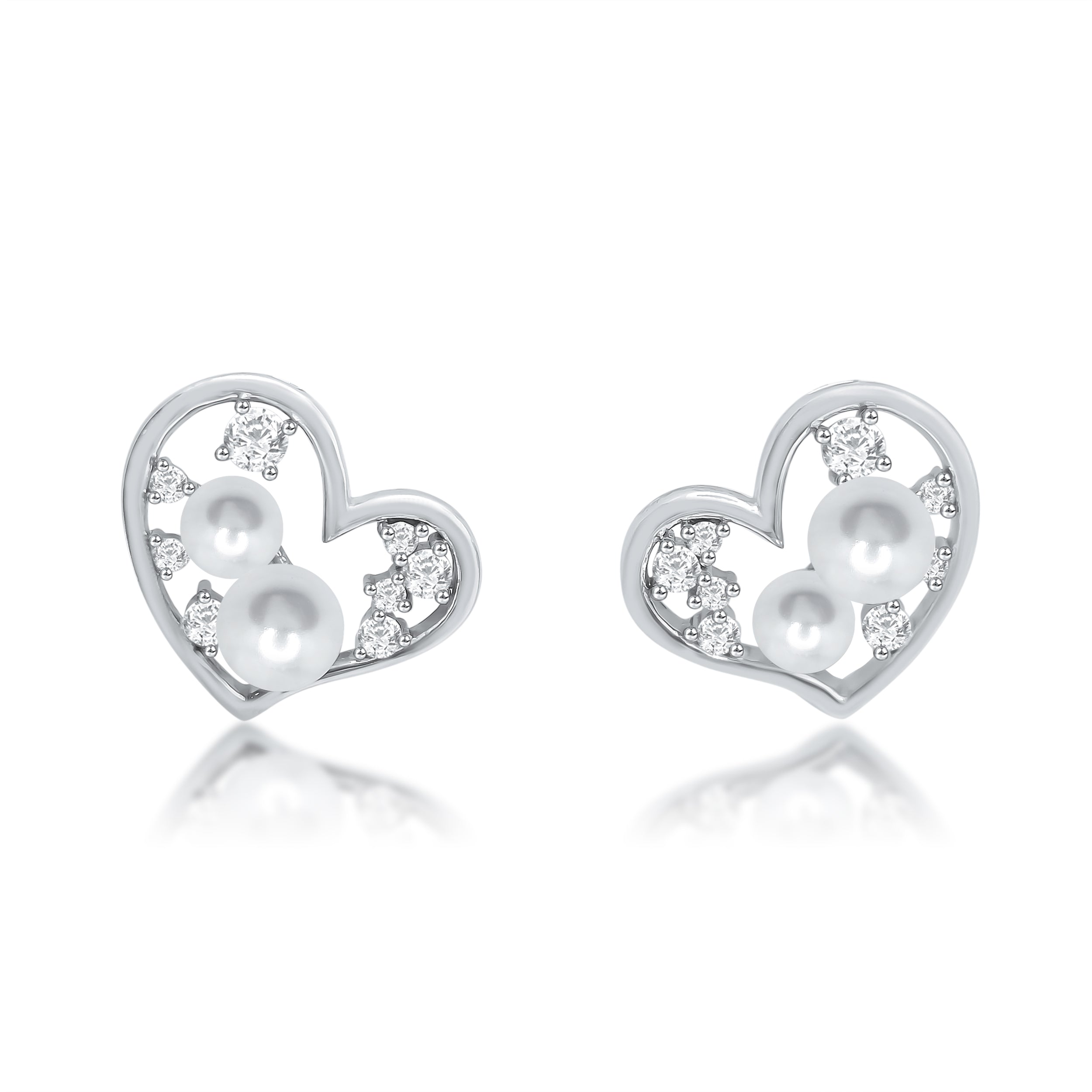 Heart Shape & Pearl Earrings