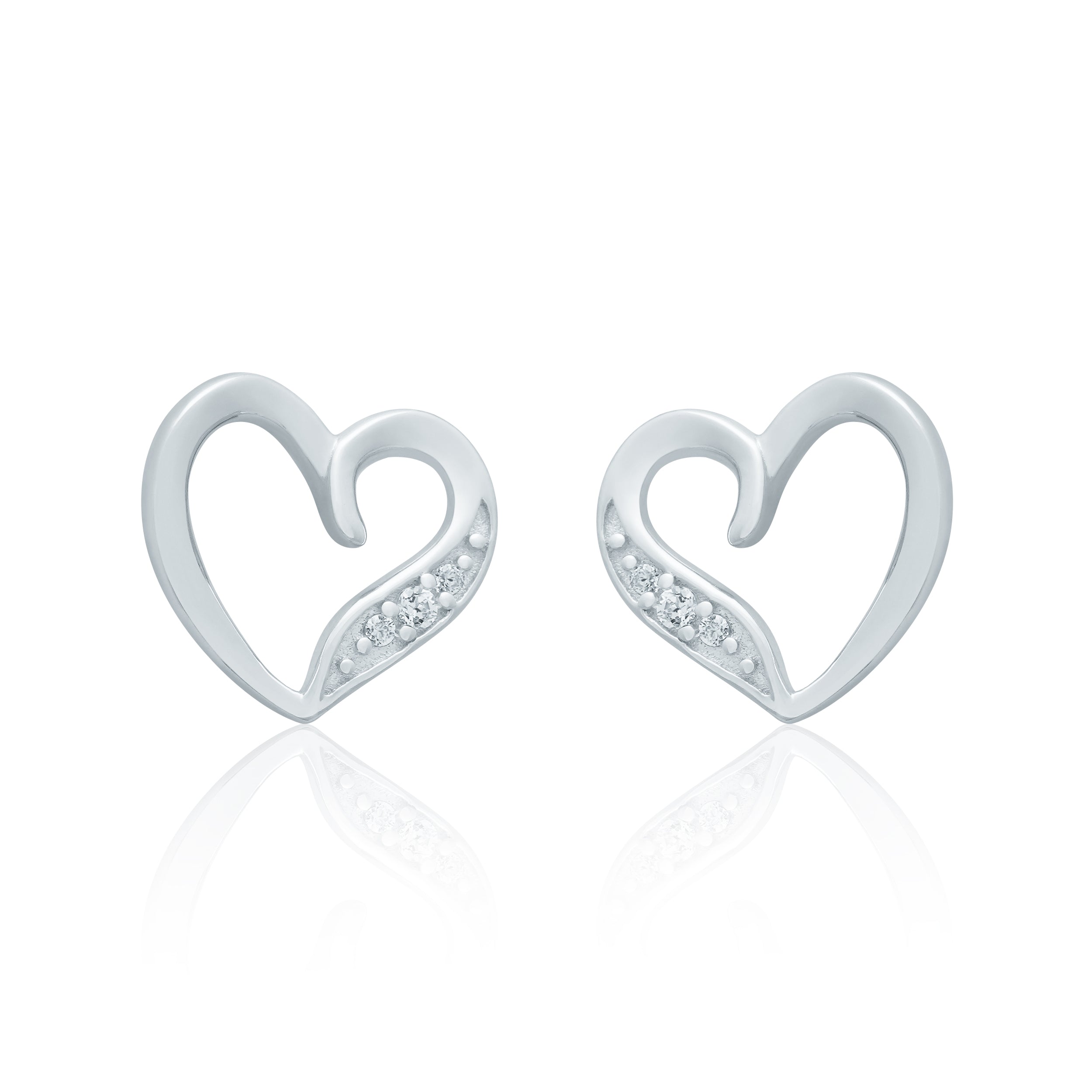 Sparkling Heart Stud Earrings