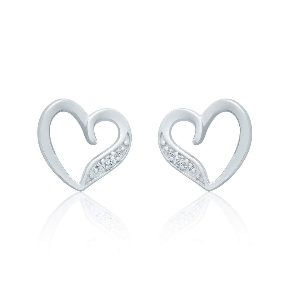 Sparkling Heart Stud Earrings
