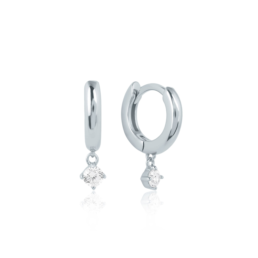 Solitaire Huggee Drop Earrings