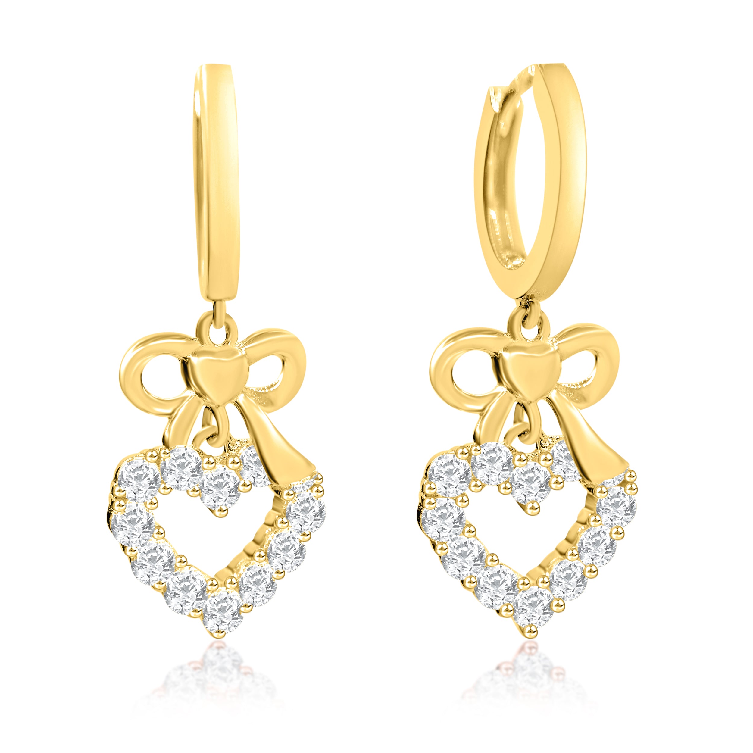 Heart & Bow Dangling Earrings