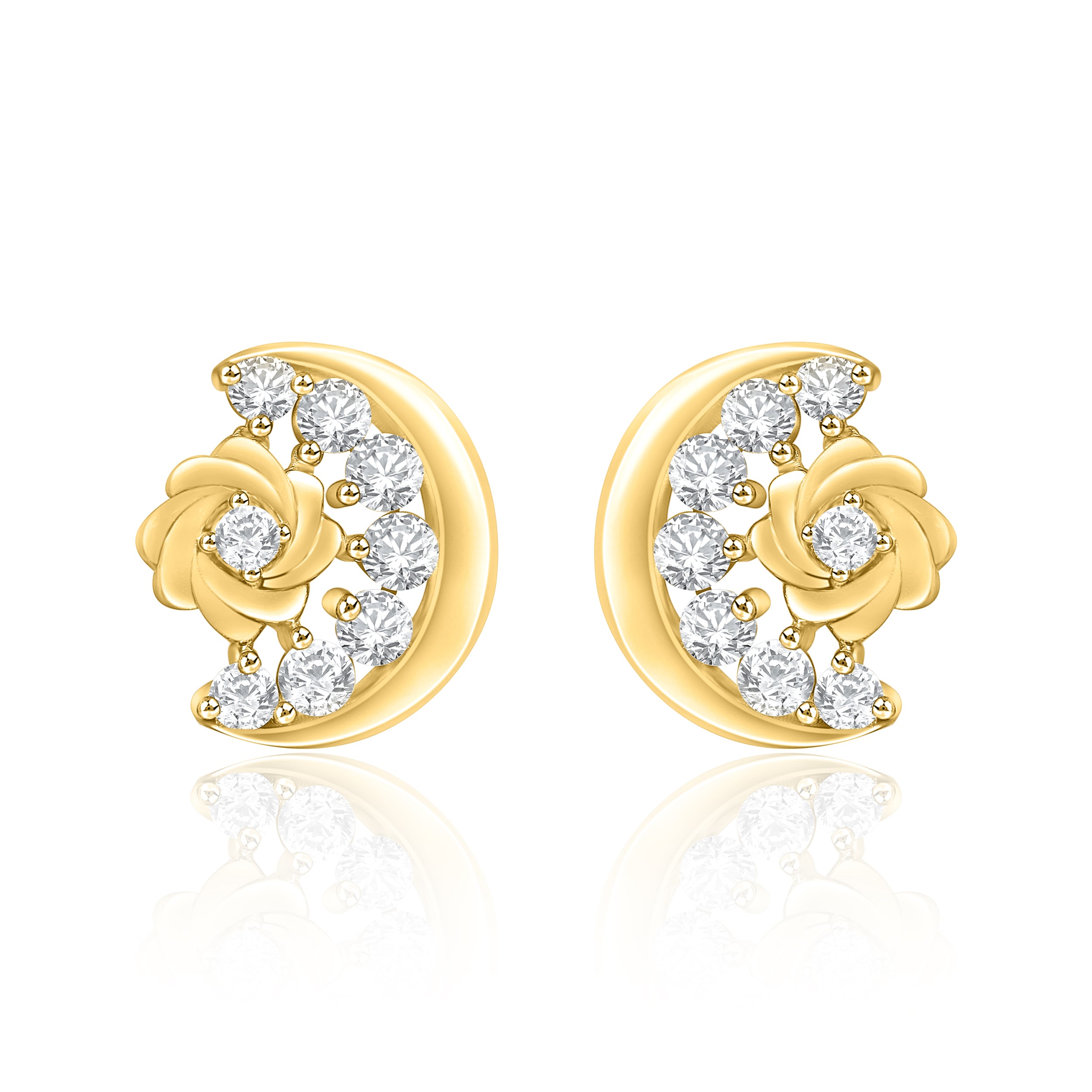 Rose & Crescent Moon Earrings