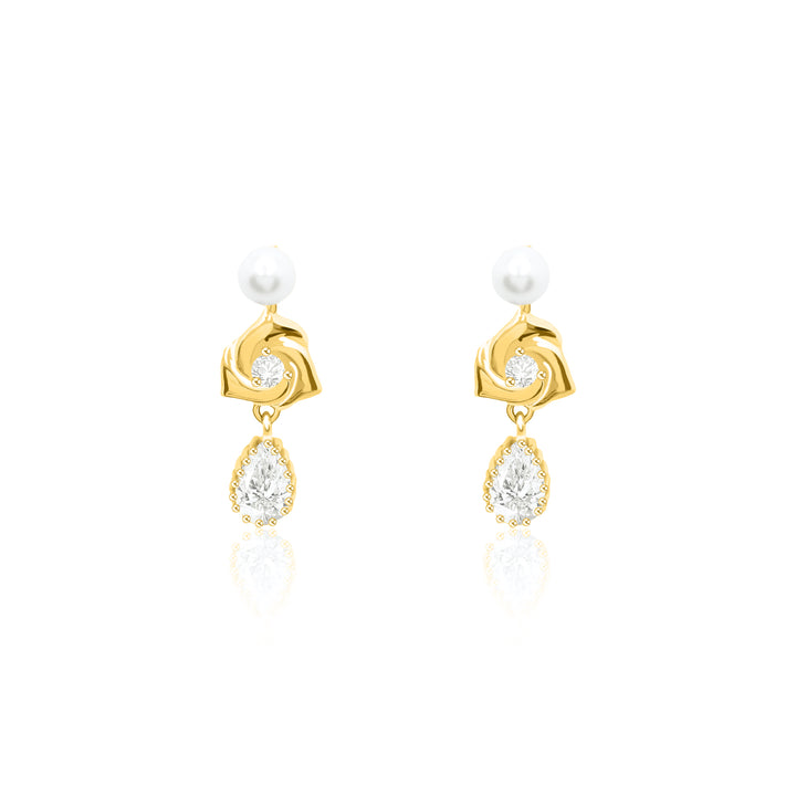 Rose Style & Pearl Diamond Earrings