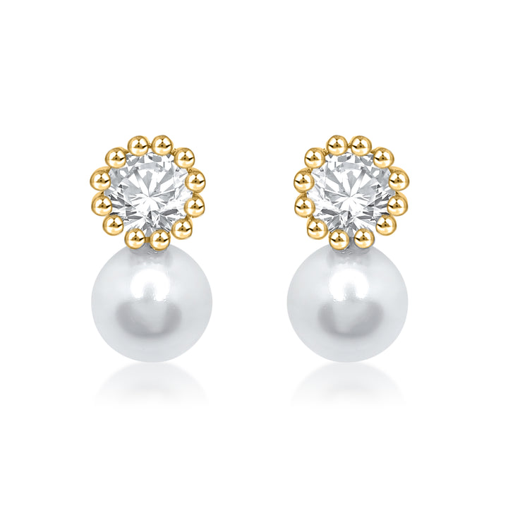 Elegant Solitaire with Pearl Earring