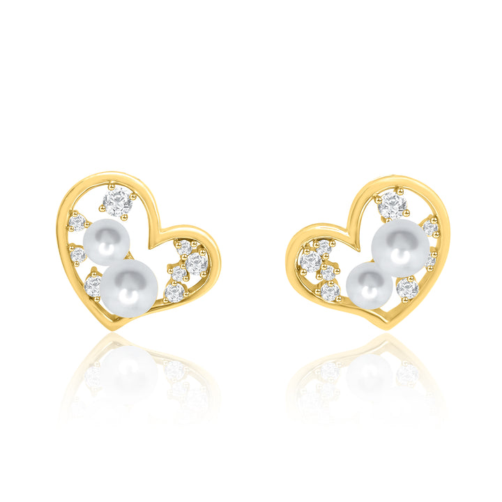 Heart Shape & Pearl Earrings