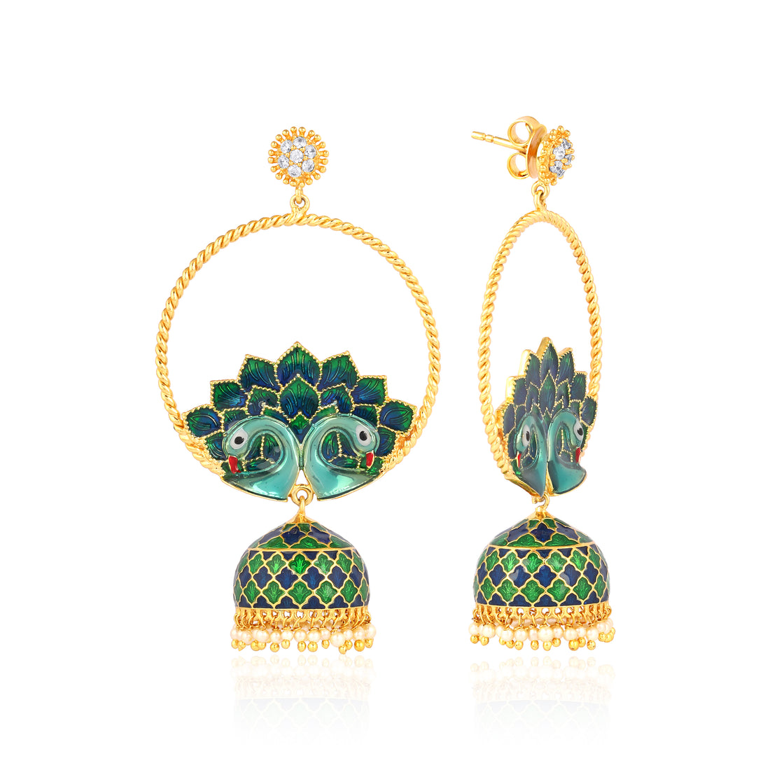 Peacock Design Pearl Jhumka