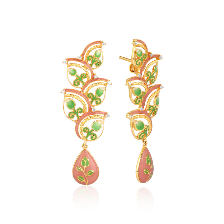 Peach Lace Dangelers Earrings