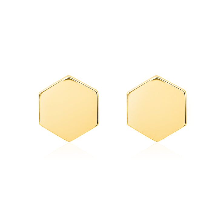 Minimalistic Hexagon Plain Metal Earrings