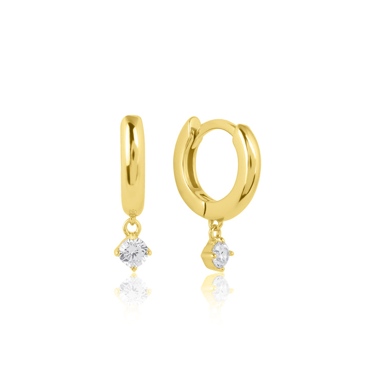 Solitaire Huggee Drop Earrings