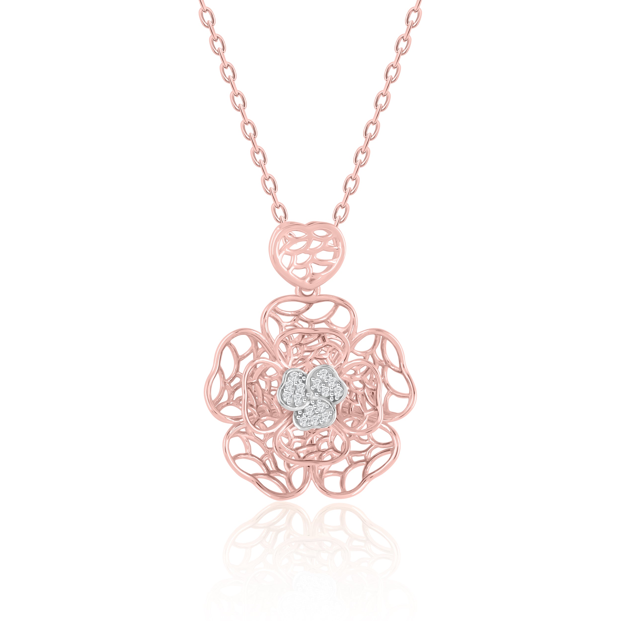 Rose Flower Diamond Pendant