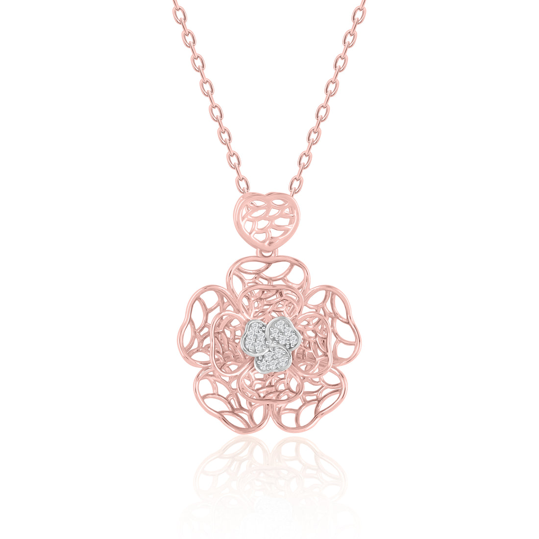 Rose Flower Diamond Pendant