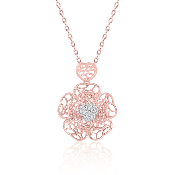 Rose Flower Diamond Pendant