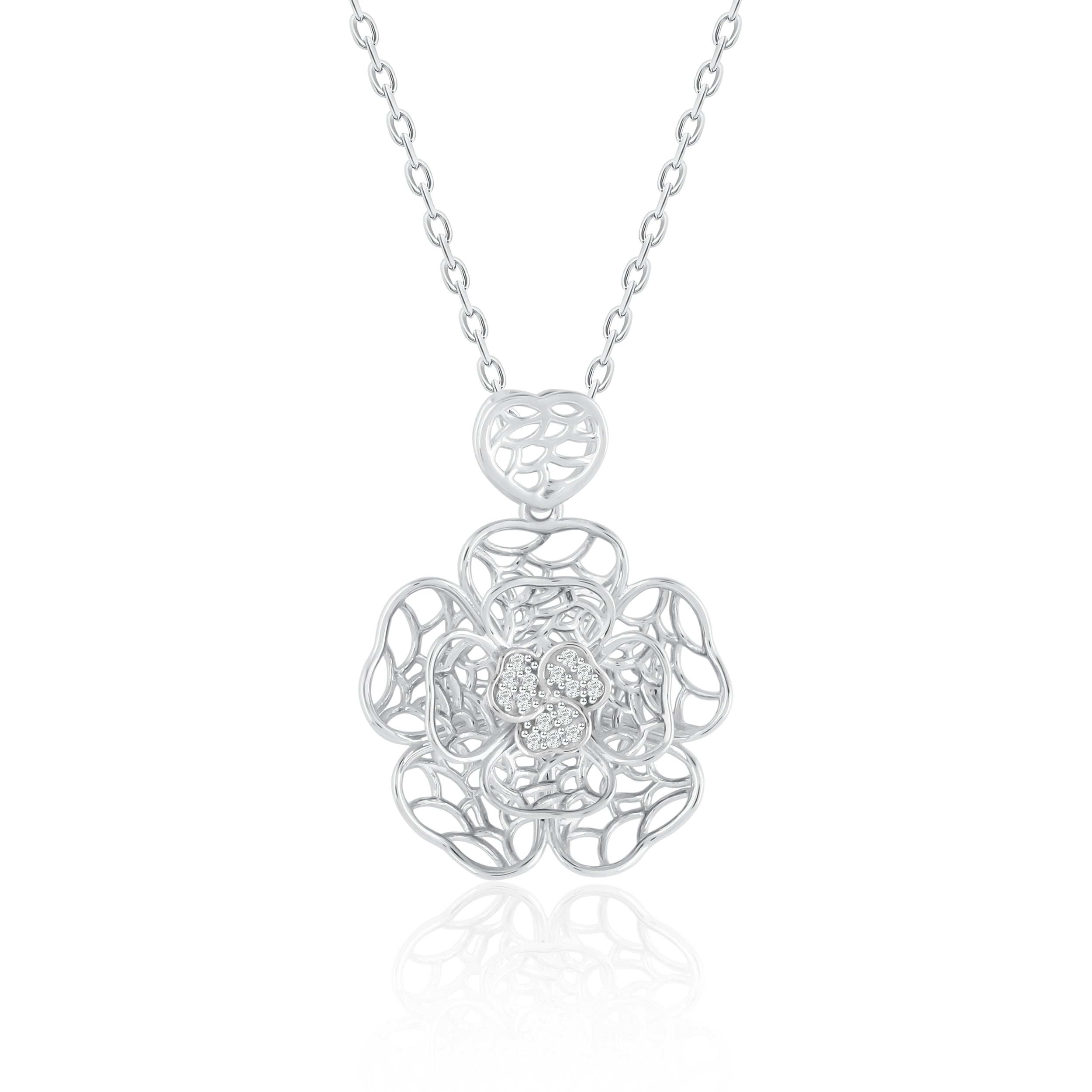 Rose Flower Diamond Pendant