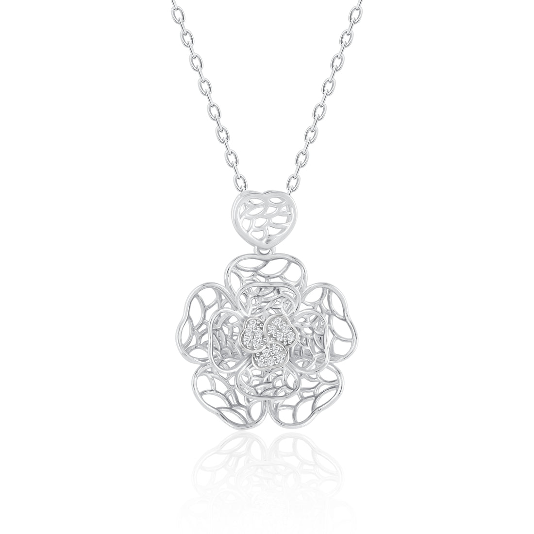 Rose Flower Diamond Pendant