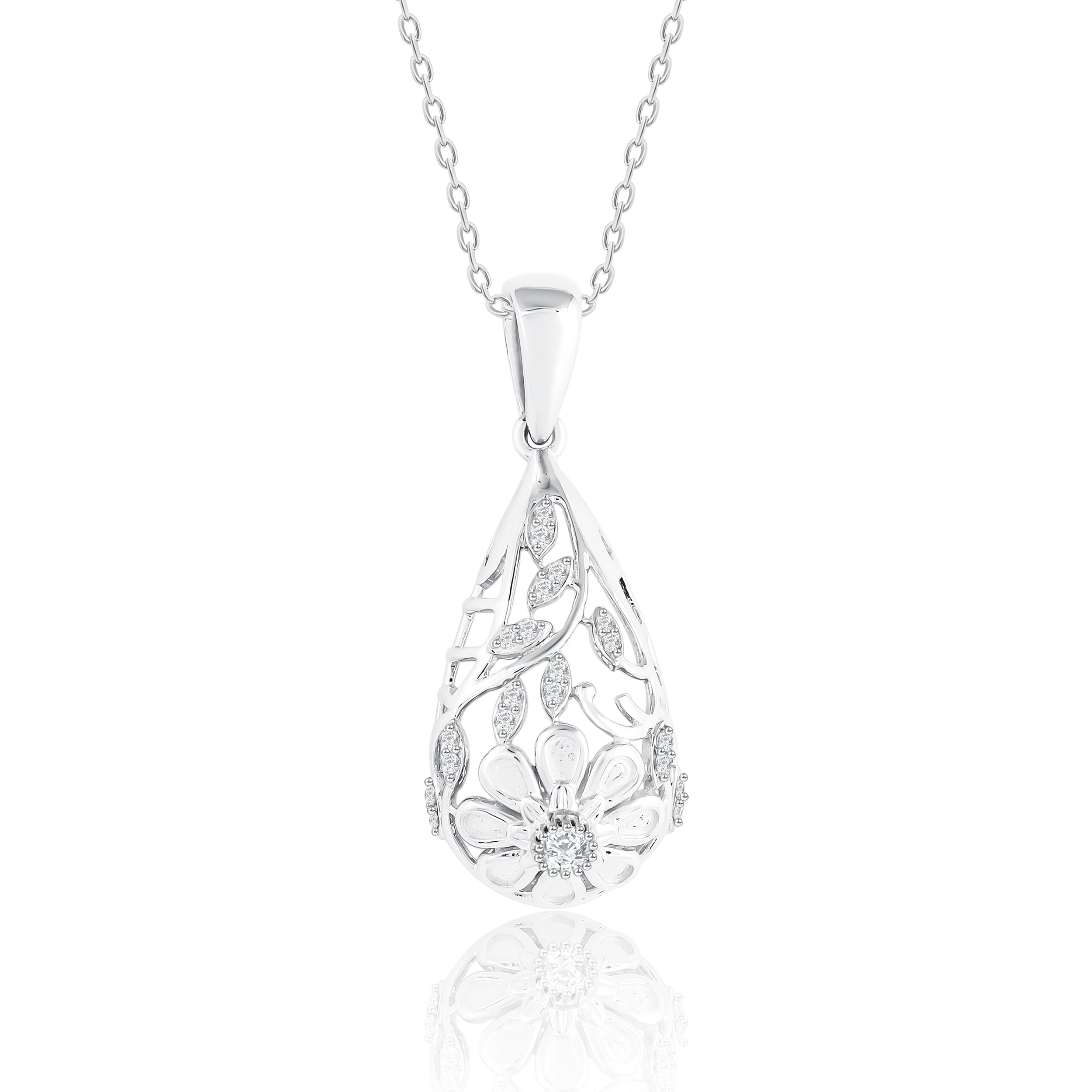 Floral Cage Diamond Pendant