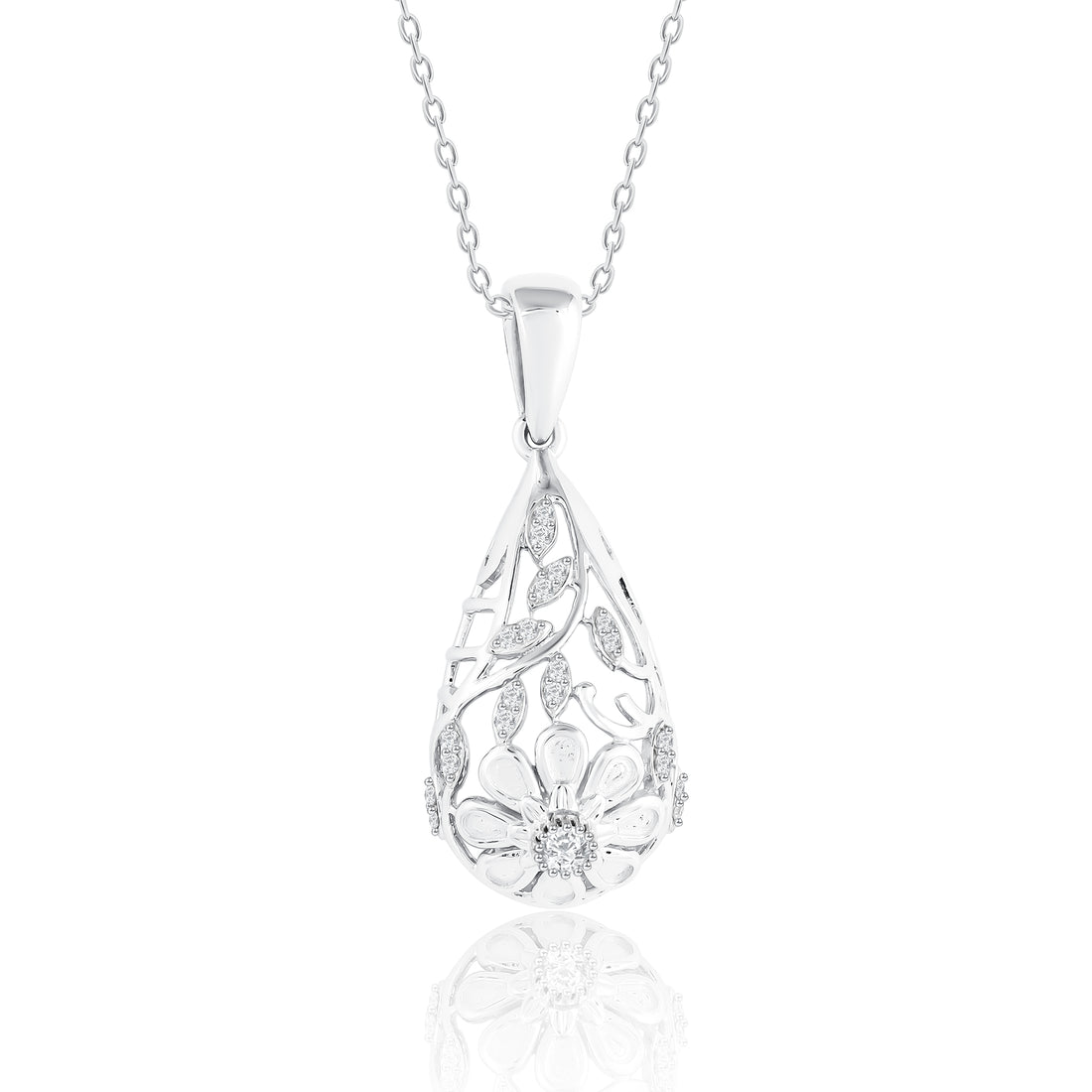 Floral Cage Diamond Pendant
