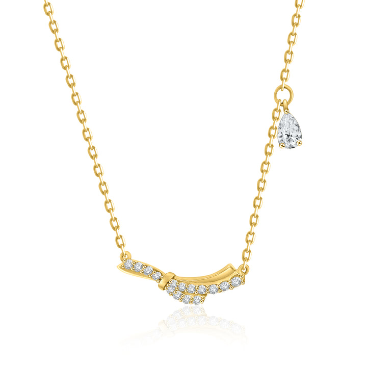 Studded Round Pendant Pear Charm