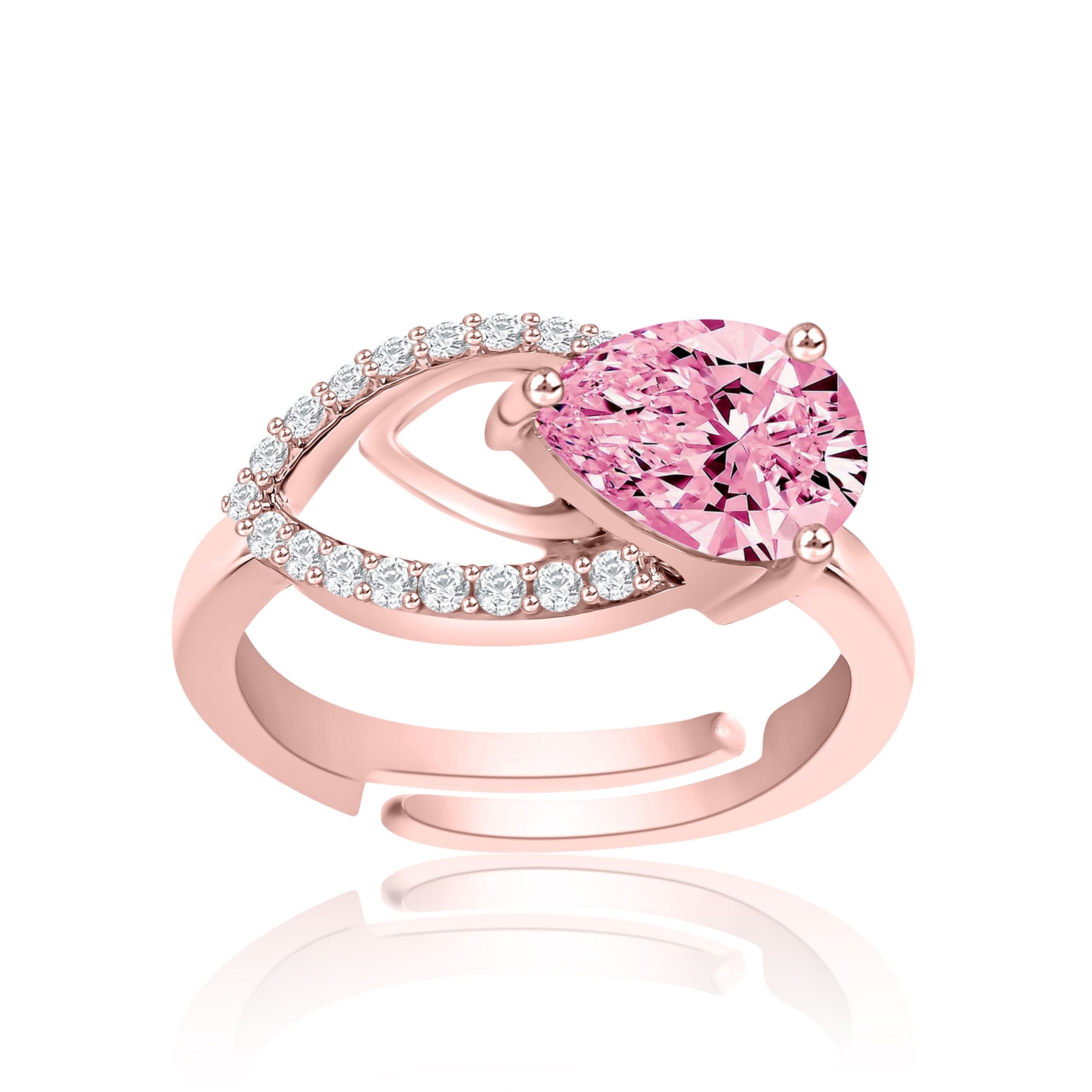 Pink Pear Solitaire Diamond Ring