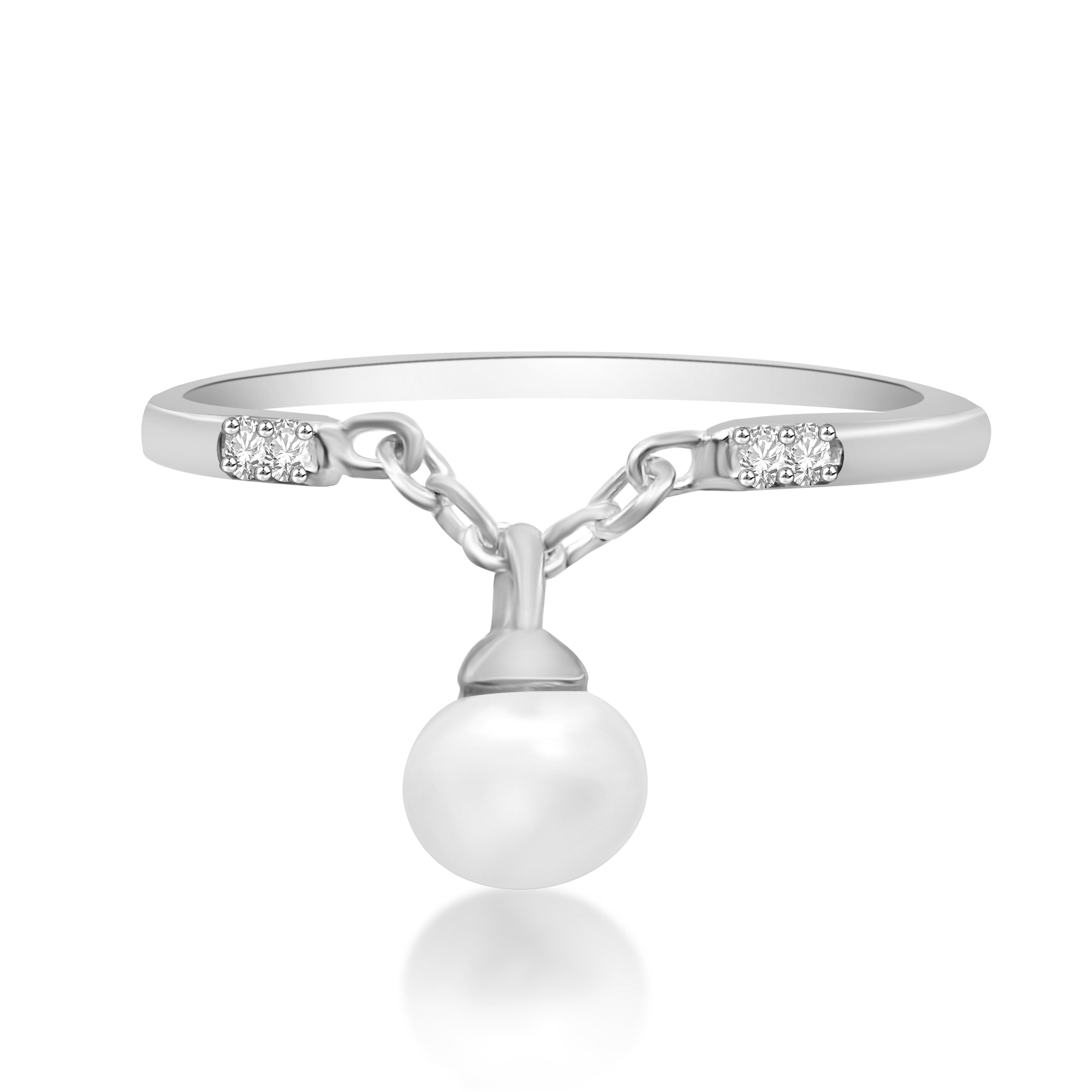 Charm Style Pearl & Diamond Ring