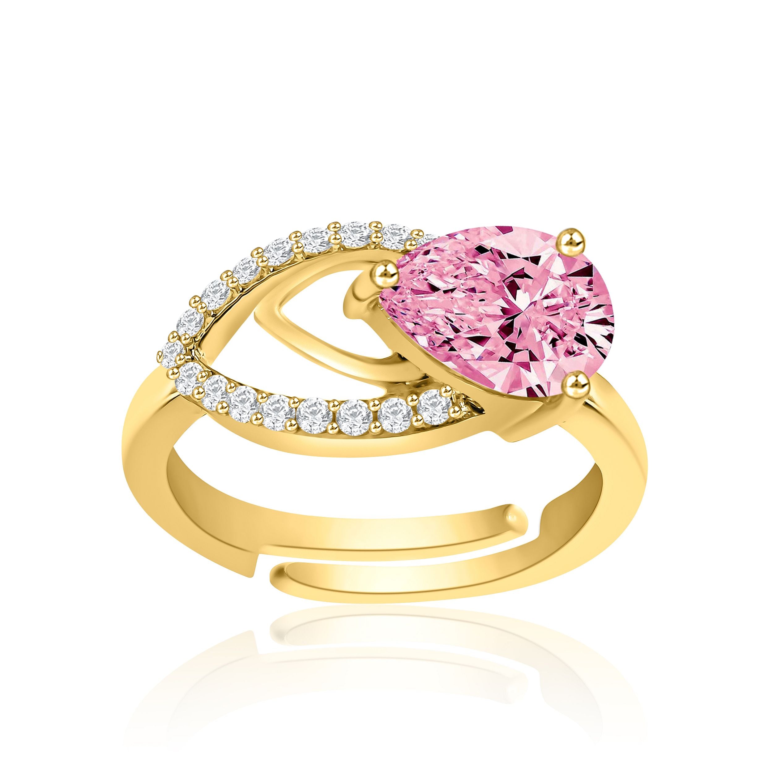 Pink Pear Solitaire Diamond Ring