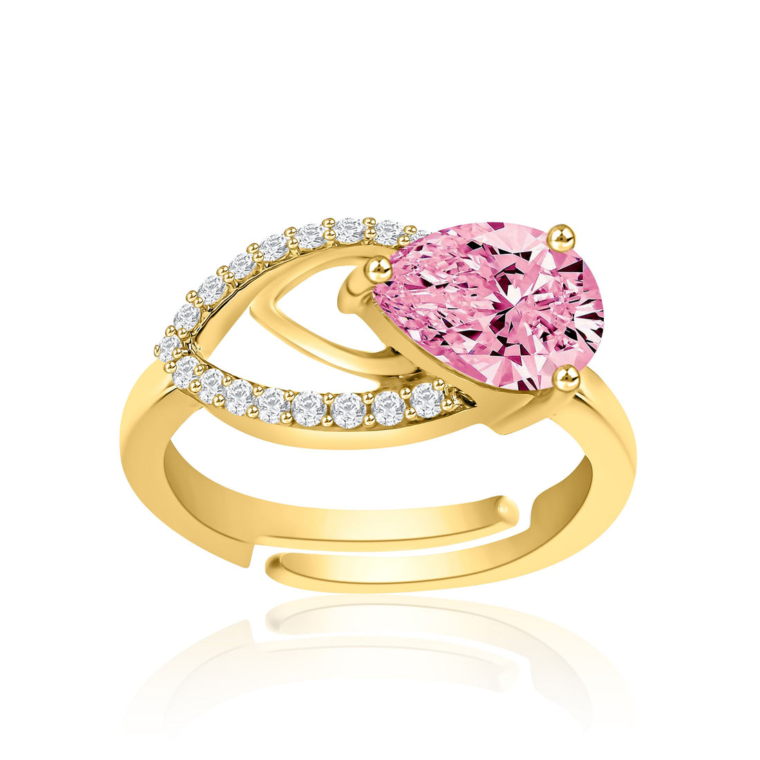 Pink Pear Solitaire Diamond Ring